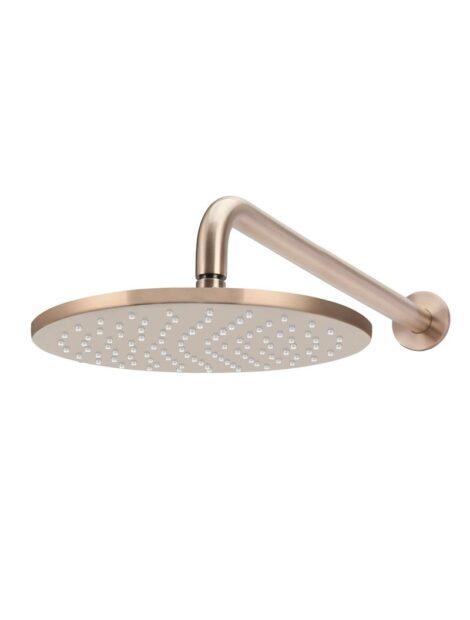 Meir Round Wall Shower 250mm rose, 400mm curved arm - Champagne