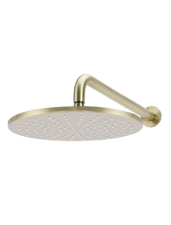 Meir Round Wall Shower 300mm rose, 400mm curved arm - Tiger Bronze