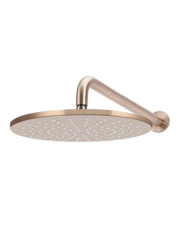 Meir Round Wall Shower 300mm rose, 400mm curved arm - Champagne