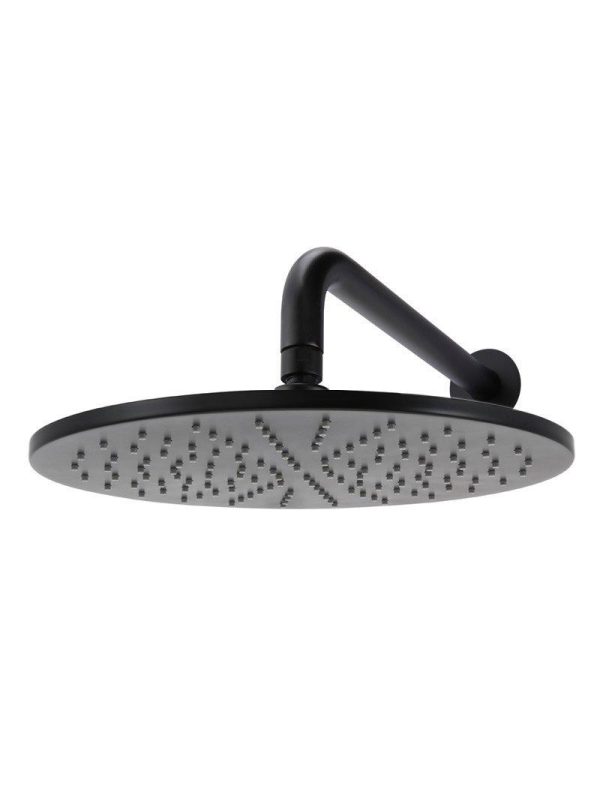 Meir Round Wall Shower 300mm rose, 400mm curved arm - Matte Black