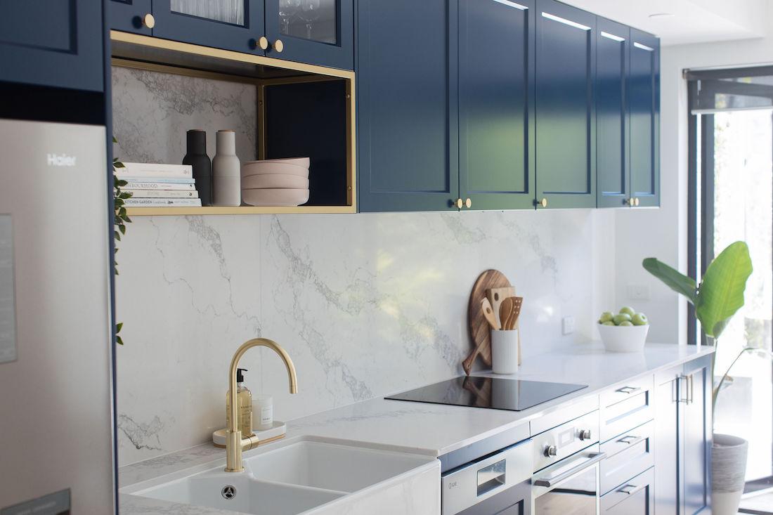 Blue shaker style kitchen Erskineville kitchen feature