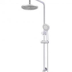 Meir Round Combination Shower Rail 200mm Rose, Three-Function Hand Shower - Polished Chrome