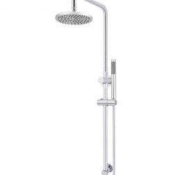Meir Round Combination Shower Rail 200mm Rose, Single Function Hand Shower - Polished Chrome