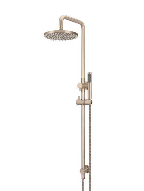 Meir Round Combination Shower Rail 200mm Rose, Single Function Hand Shower - Champagne