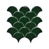 Blackwater Fan Green Gloss Crackle Glaze Mosaic Tile