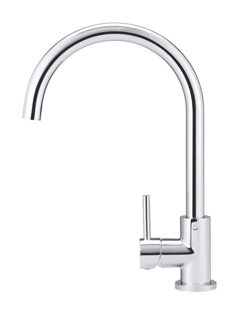 Chrome Gooseneck Mixer Tap Modern Kitchen Style