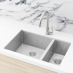 Meir Kitchen Sink - Double Bowl 670 x 440 - Brushed Nickel