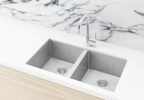 Meir Kitchen Sink - Double Bowl 760 x 440 - Brushed Nickel