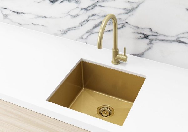 Meir Kitchen Sink - Single Bowl 450 x 450 - Brushed Bronze Gold