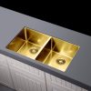 Meir Kitchen Sink - Double Bowl 760 x 440 - Brushed Bronze Gold
