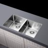Meir Kitchen Sink - Double Bowl 860 x 440 - Brushed Nickel