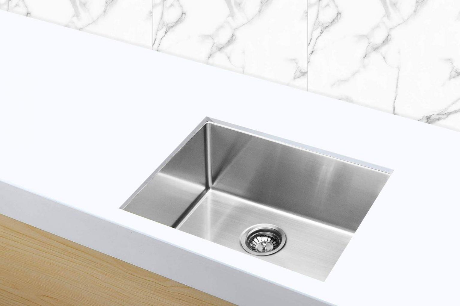Meir Kitchen Sink Single Bowl 450 x 450 Brushed Nickel TILE