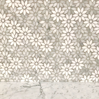 DAhlia Carrara D flower mosaic Splashback