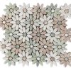 Dahlia Honed Flower Marble Mosaic