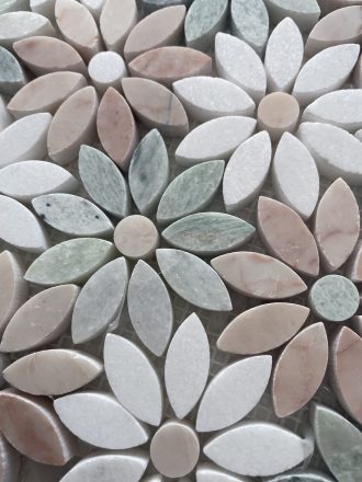 Dahlia Flower Marble Mosaic up close