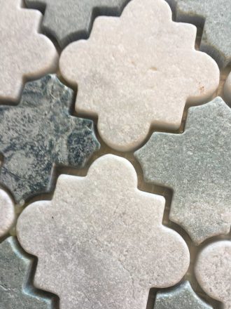 Cres Carrara and Peacock Natural Stone Mosaic Tile