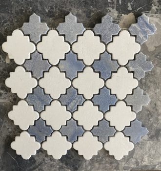 Cres Thassos and Azul Maccabas Natural Stone Mosaic Tile