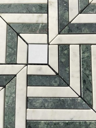Palmi Indian Green with Carrara Natural Stone Mosaic Tile